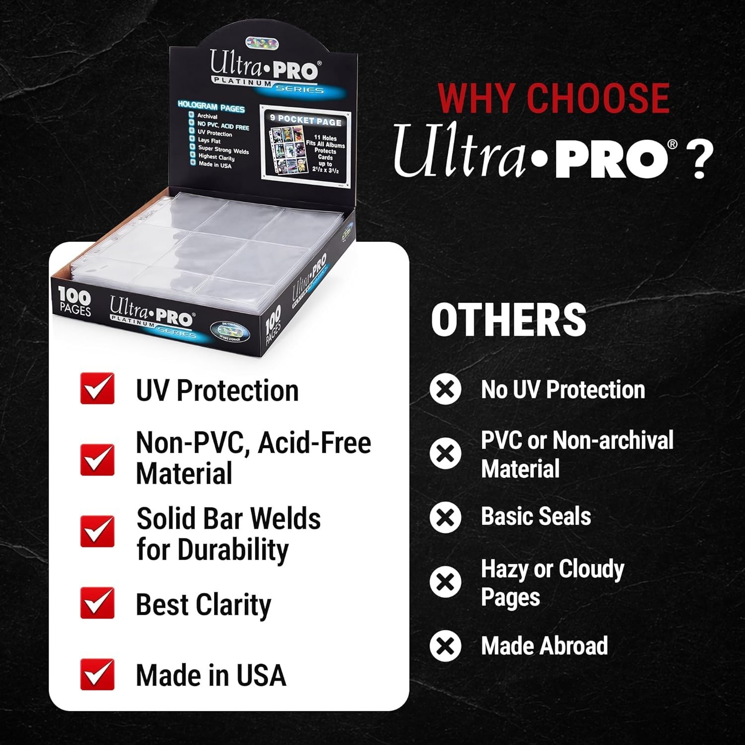 Reinforced Platinum Series Pages for Cards – 900 Capacity
