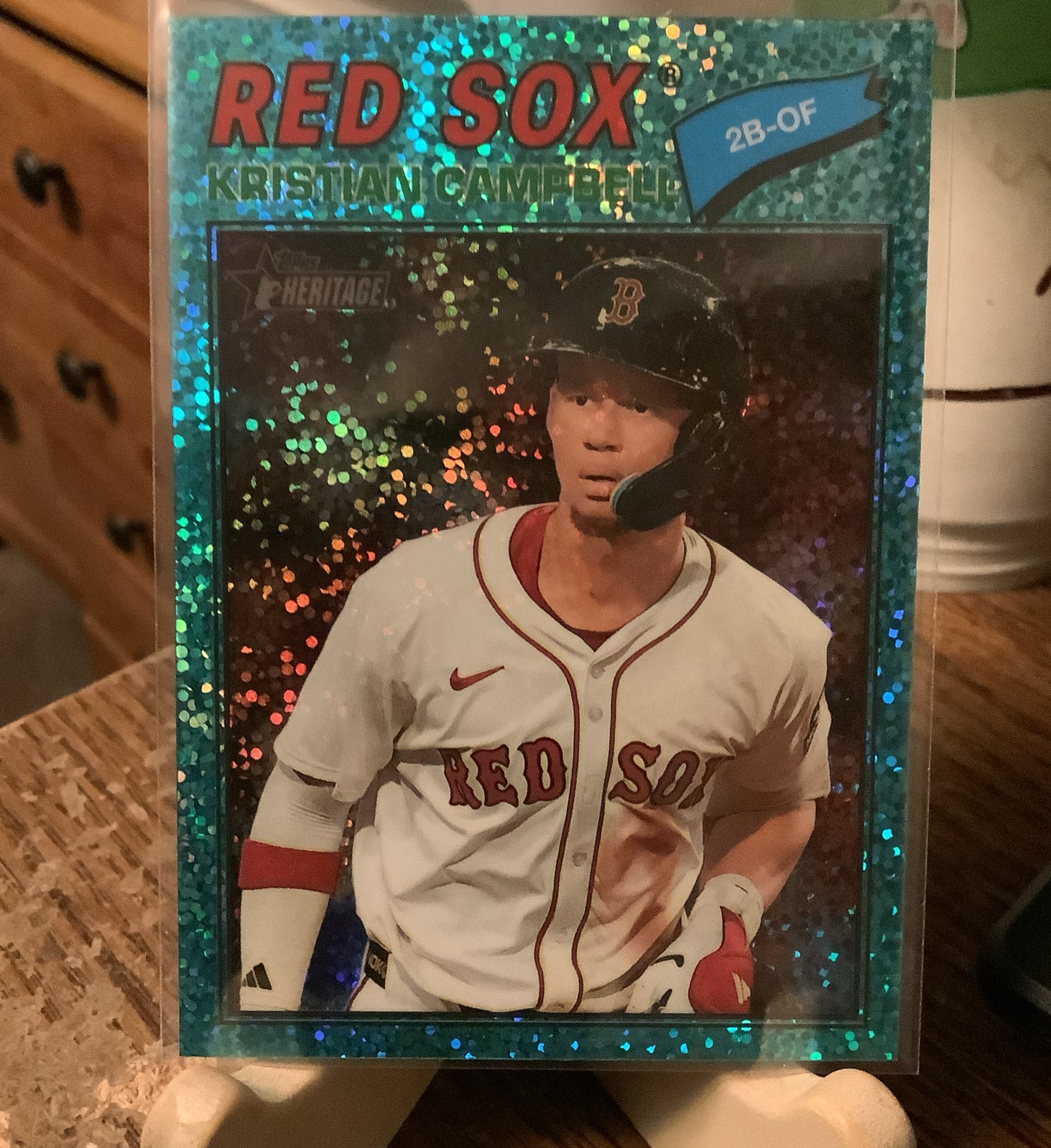 2026 Topps Heritage Chrome Blue Sparkles Kristian Campbell #367 Boston Red Sox
