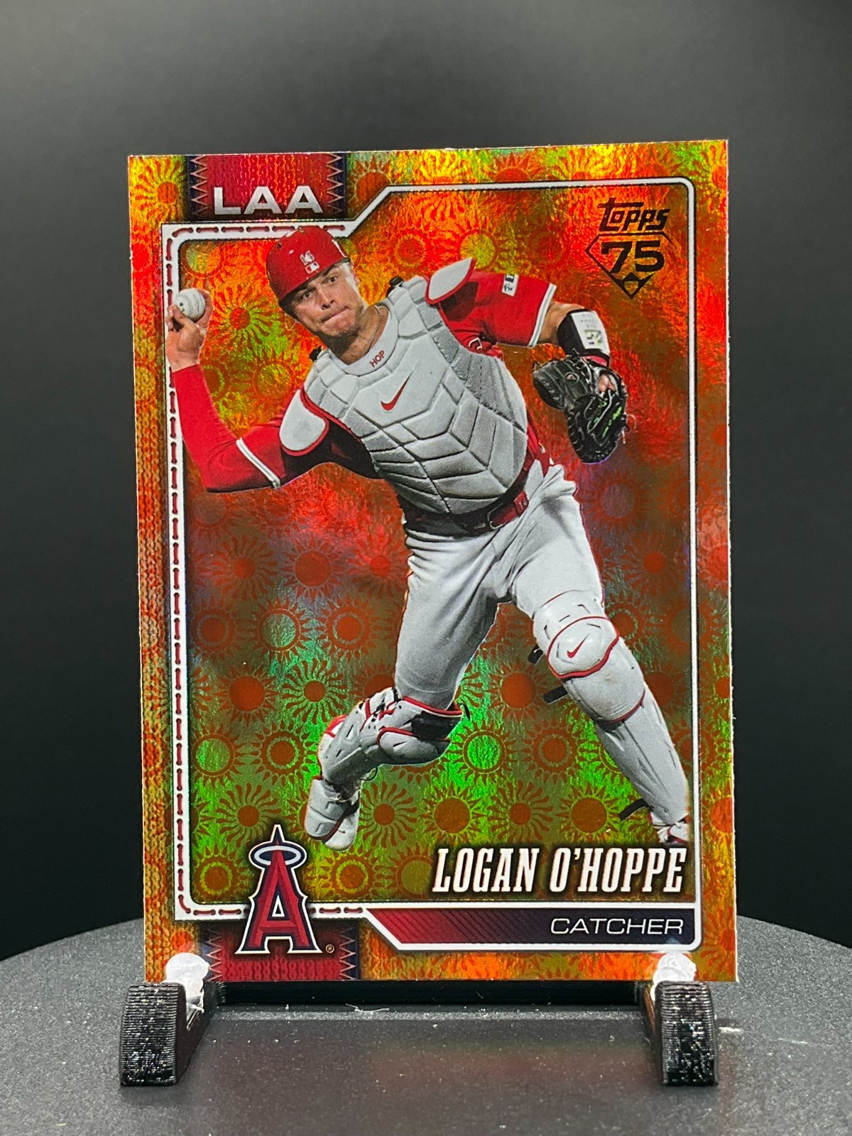 2026 Topps Series 2 Orange “SUN” Holo Foil Parallel #483 Logan O’Hoppe, Los Ange