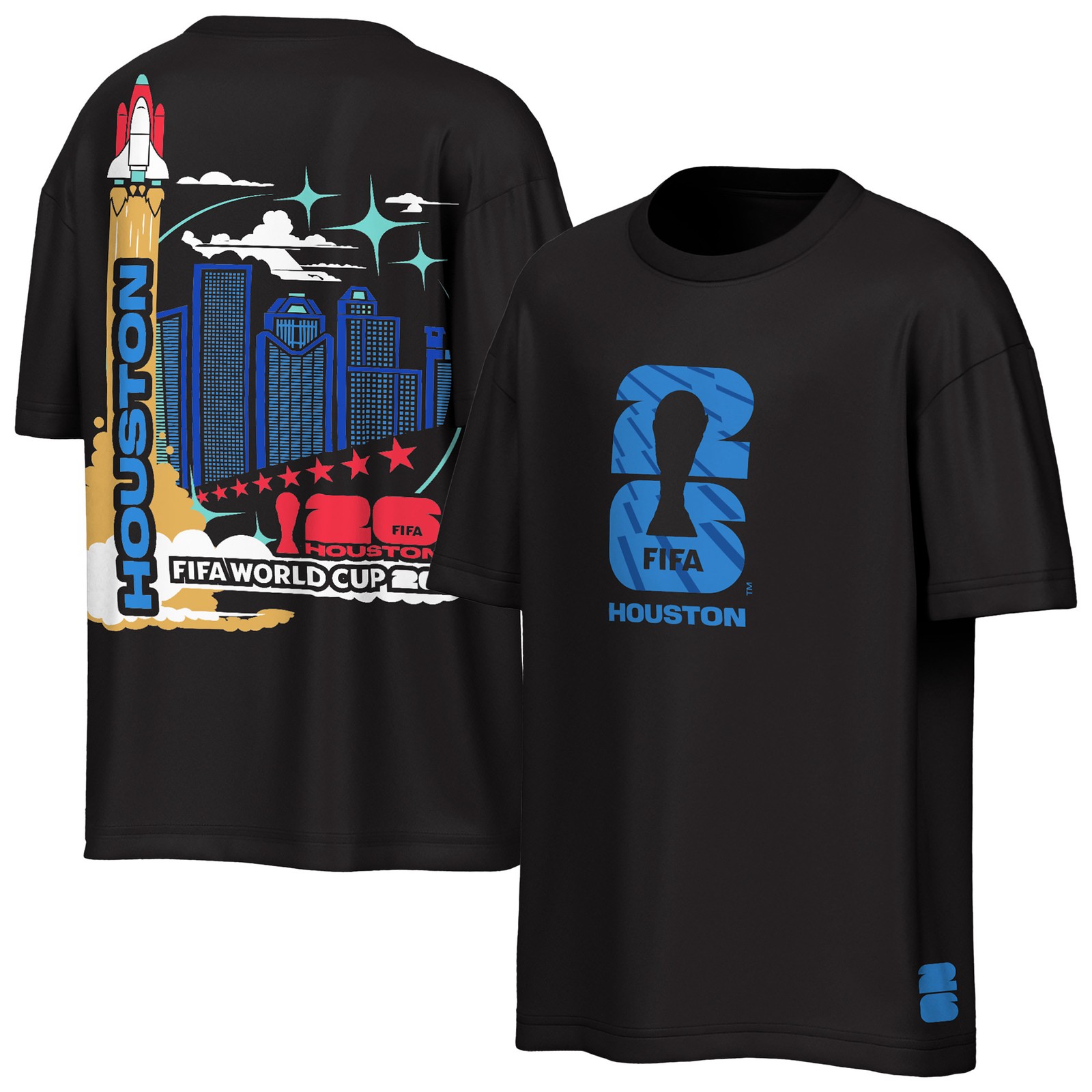 Men’s Outerstuff Black FIFA World Cup 2026 Houston City Reflections T-Shirt