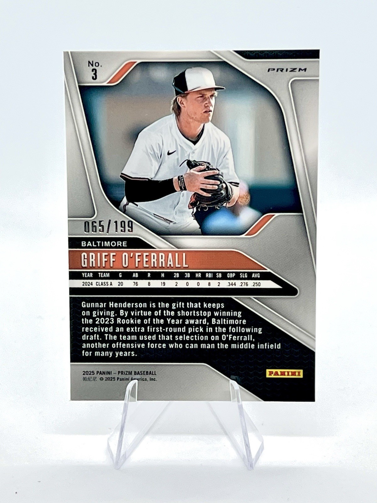 Griff O’Ferrall 2025 Panini Prizm Pandora Prizm /199 #3 Baltimore Orioles