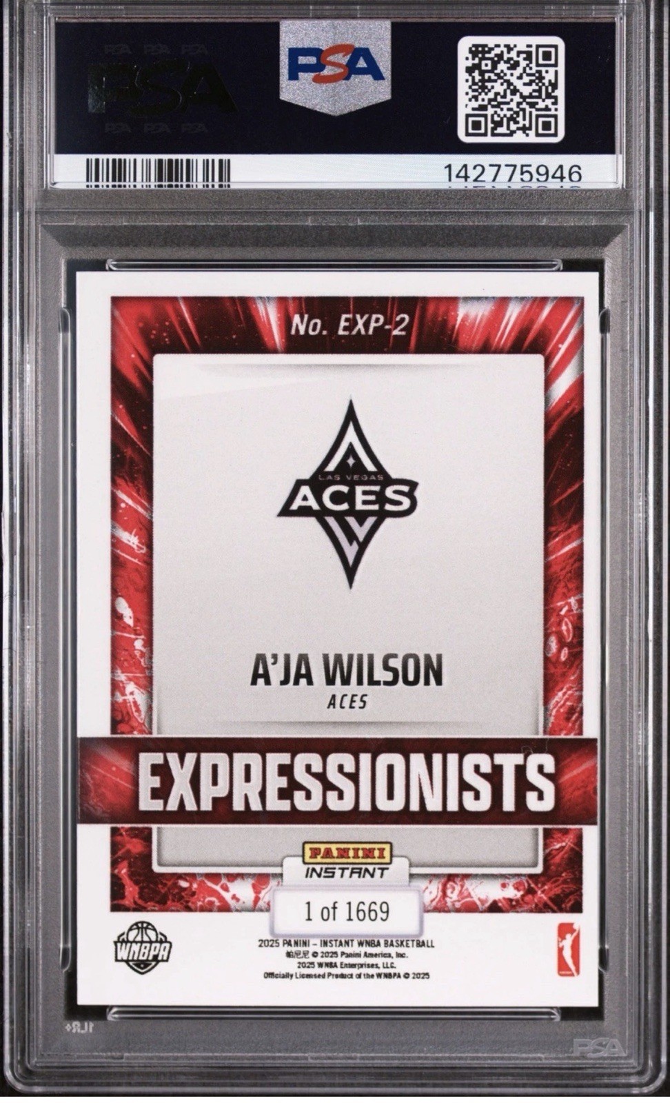 Panini 2025 Instant WNBA Expressionists A’ja Wilson #EXP-2 PSA 9 /1669