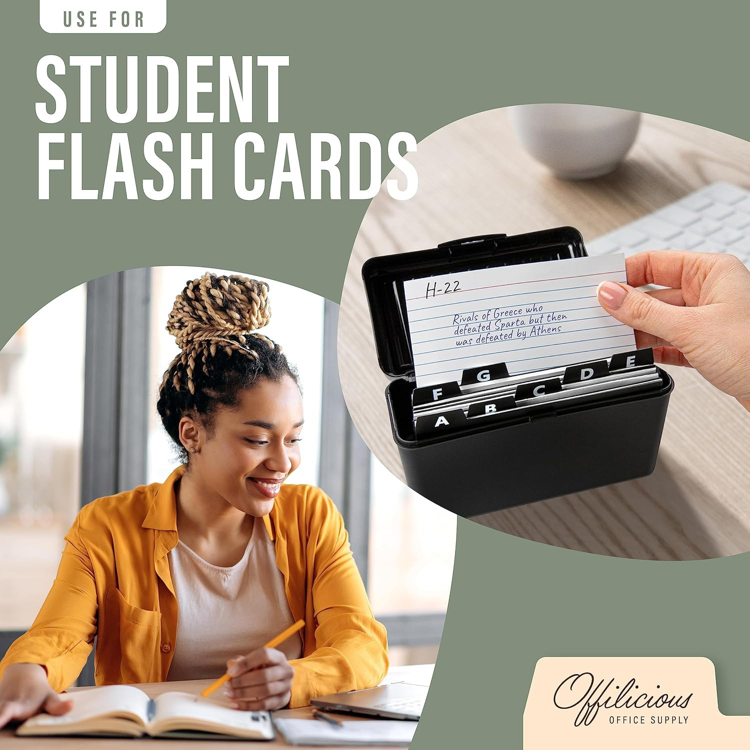 25 Black Index Card Dividers 3X5″ – Large Index Cards for Index Card Box, Index