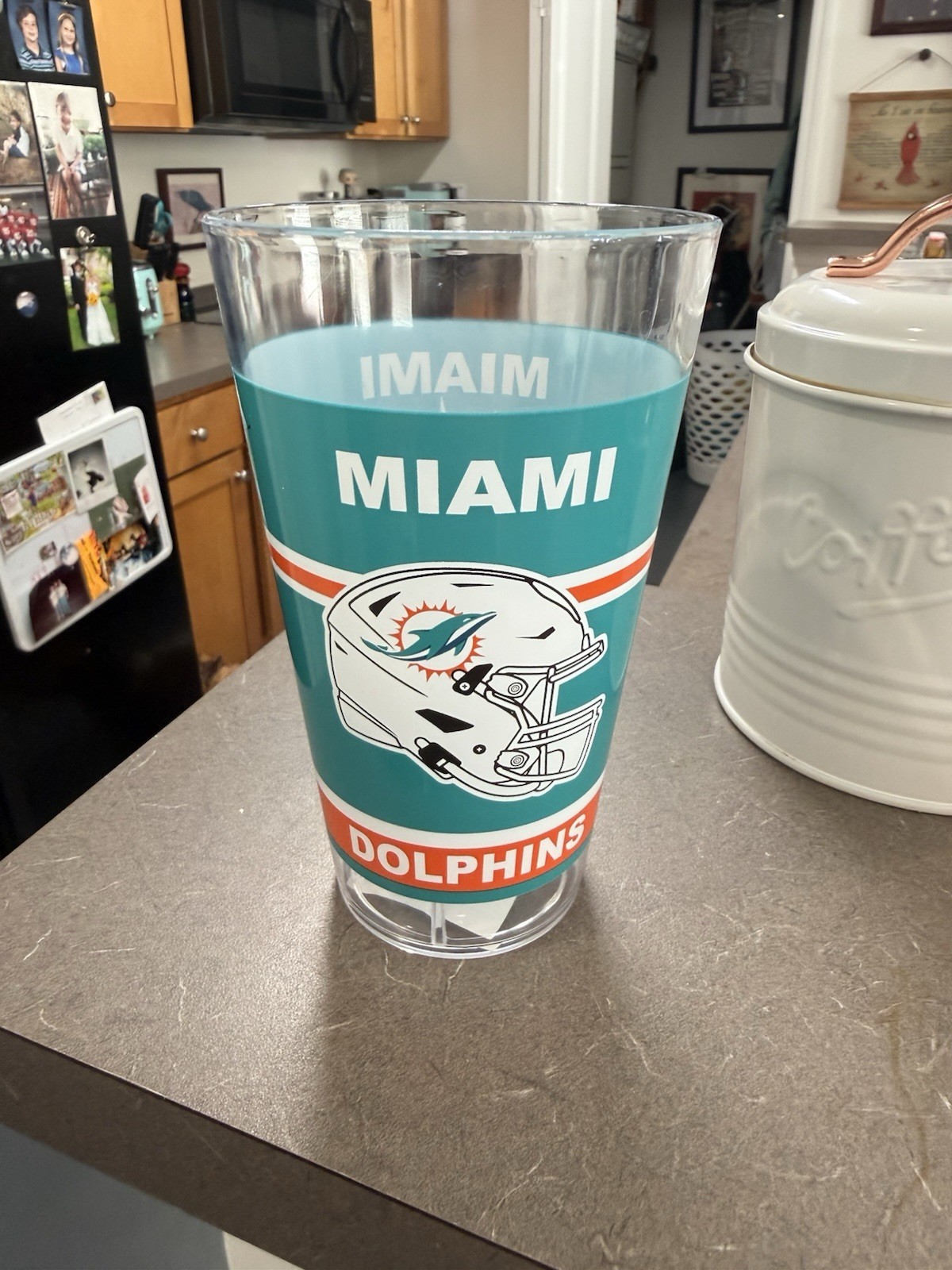 Miami Dolphins NFL 22oz Clear Hard Plastic Cup Tumbler Official Licensed NEW NIB