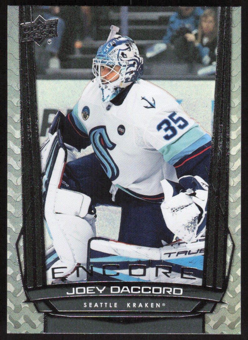 2025-26 Upper Deck Encore Joey Daccord Hockey Card #E-162 – Seattle Kraken