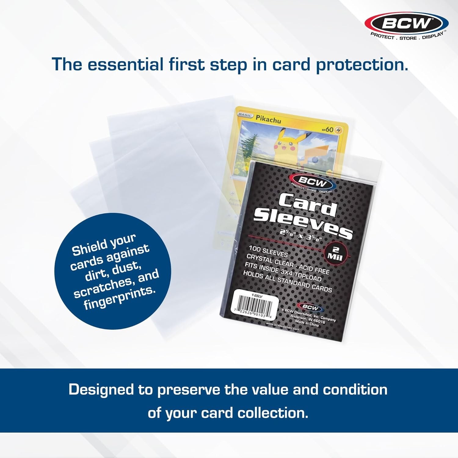 Standard Card Sleeves – 2-5/8″ x 3-5/8″ – 100 Pack | Crystal Clear Acid-Free,…
