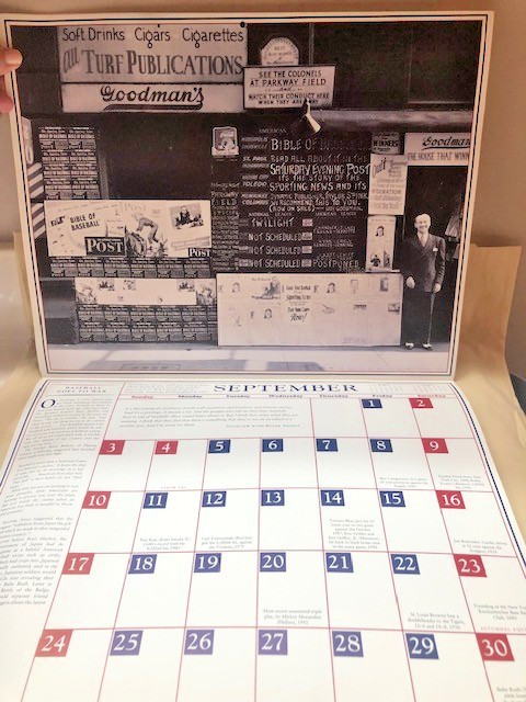 Baseball 1995 Calendar/Illustrated History by Geoffrey Ward & Ken Burns, Mint