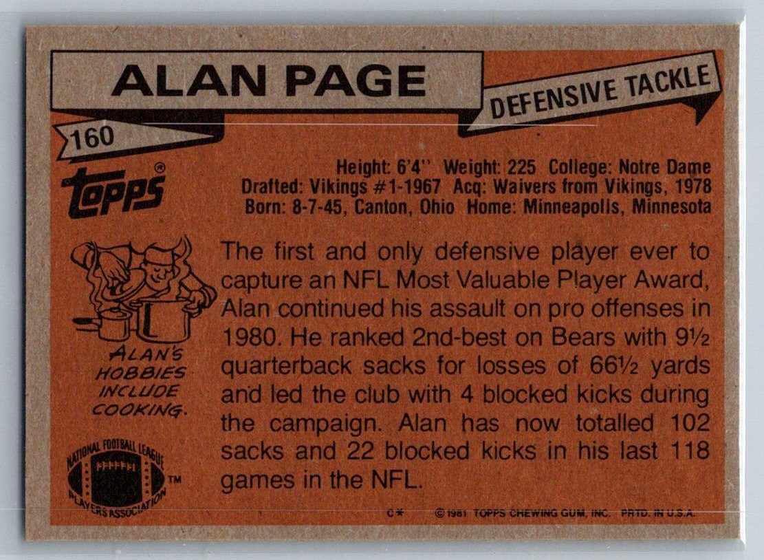 1981 Topps #160 Alan Page