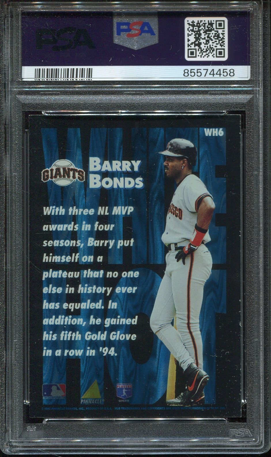 1995 Pinnacle White Hot #6 Barry Bonds psa 9 Mint *Super Rare* 1 in 9000 packs