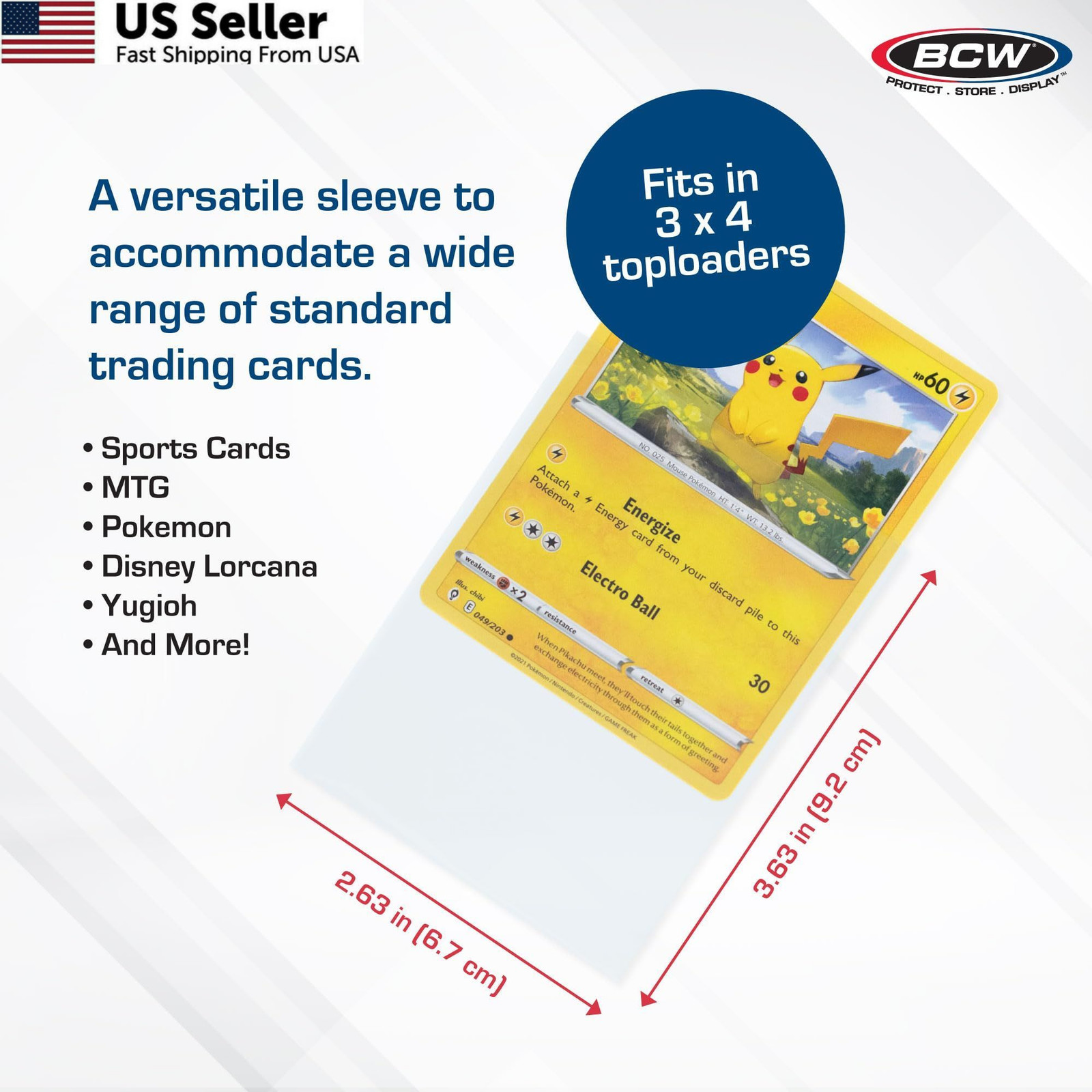BCW Standard Card Sleeves – 2-5/8″ x 3-5/8″ – 100 Packs (10,000ct 100, Clear