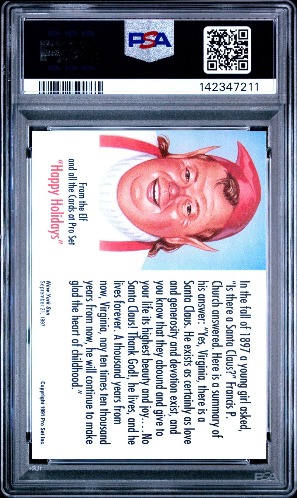 Santa Claus 1991 Pro Set Football PSA 9 Short Print SP