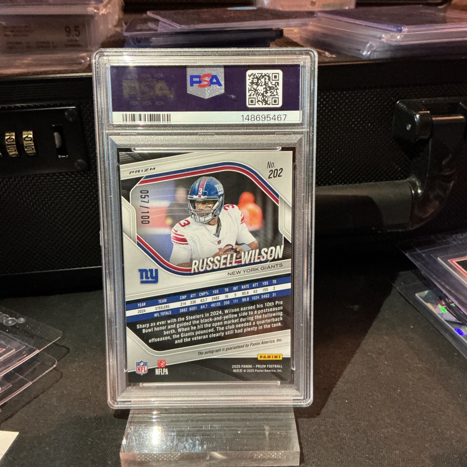 2025 Panini Prizm NFL Autograph Choice Russell Wilson 57/100 PSA 10 Gen Pop 5