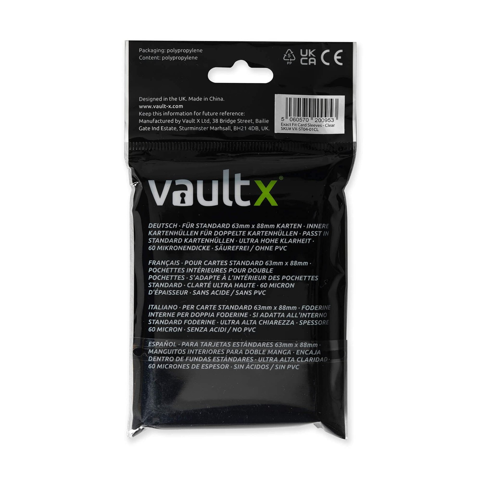 Vault X Exact Fit Trading Card Sleeves, Soft, High Clarity, 100 Pack, Clear
