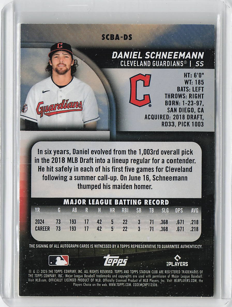 2025 Stadium Club Auto Yellow #SCBADS Daniel Schneemann