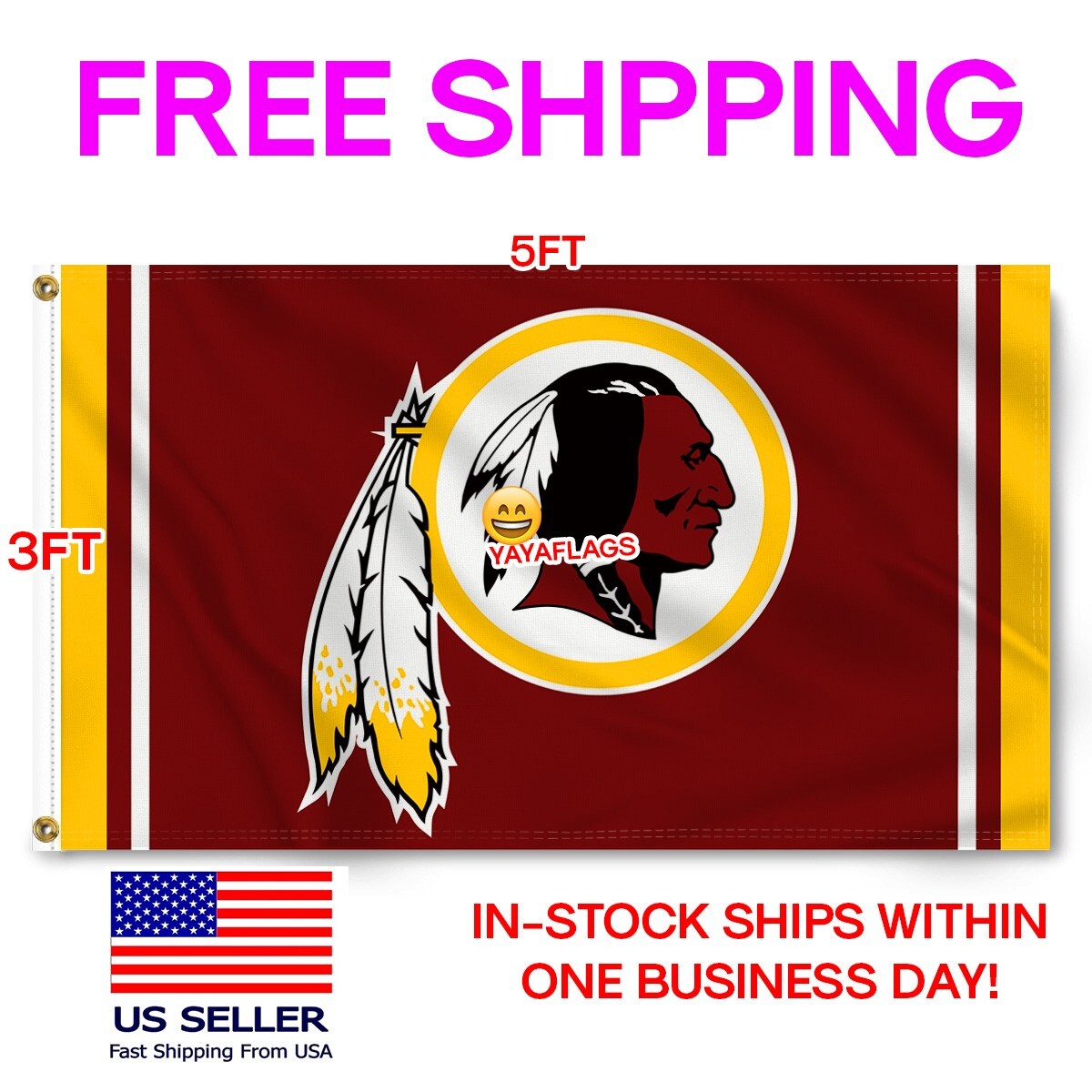 Washington Redskins Football Team 3×5 ft Flag Banner NFL Super Bowl Champions