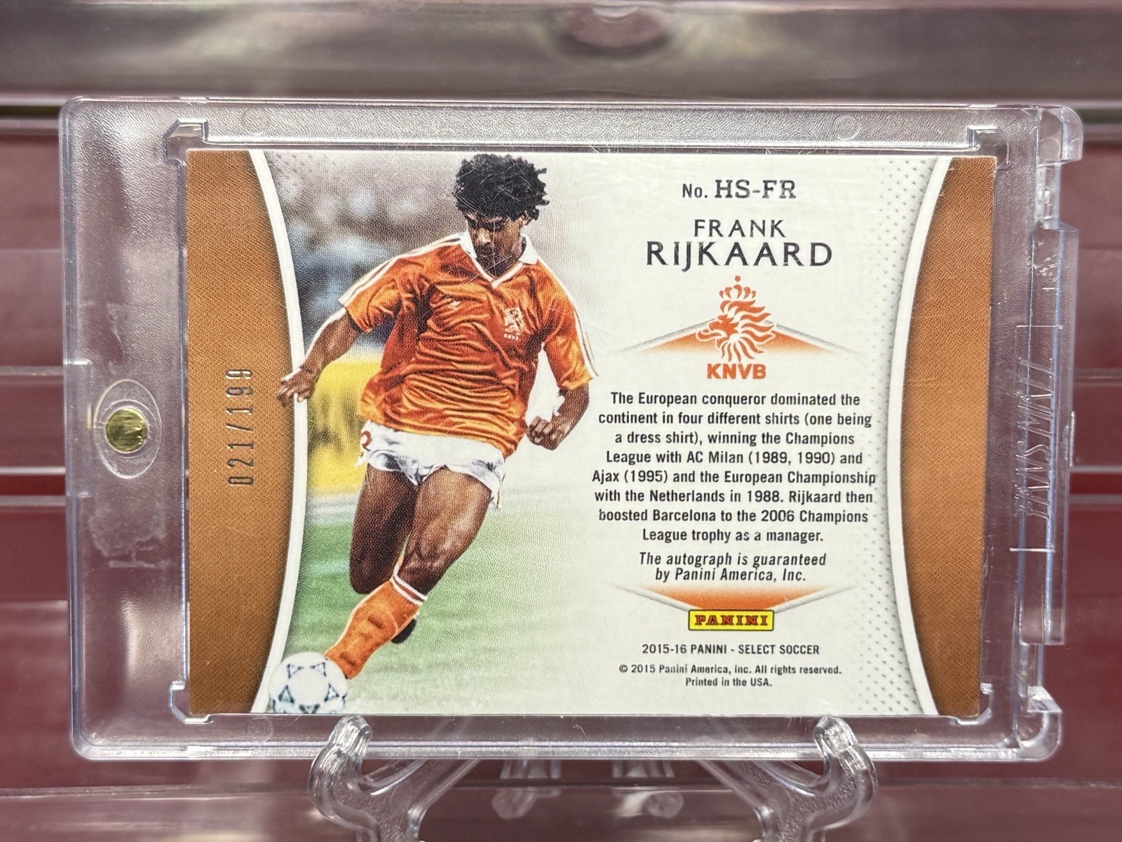Frank Rijkaard Auto – 2015-16 Select Historic Signatures /199 Netherlands SP