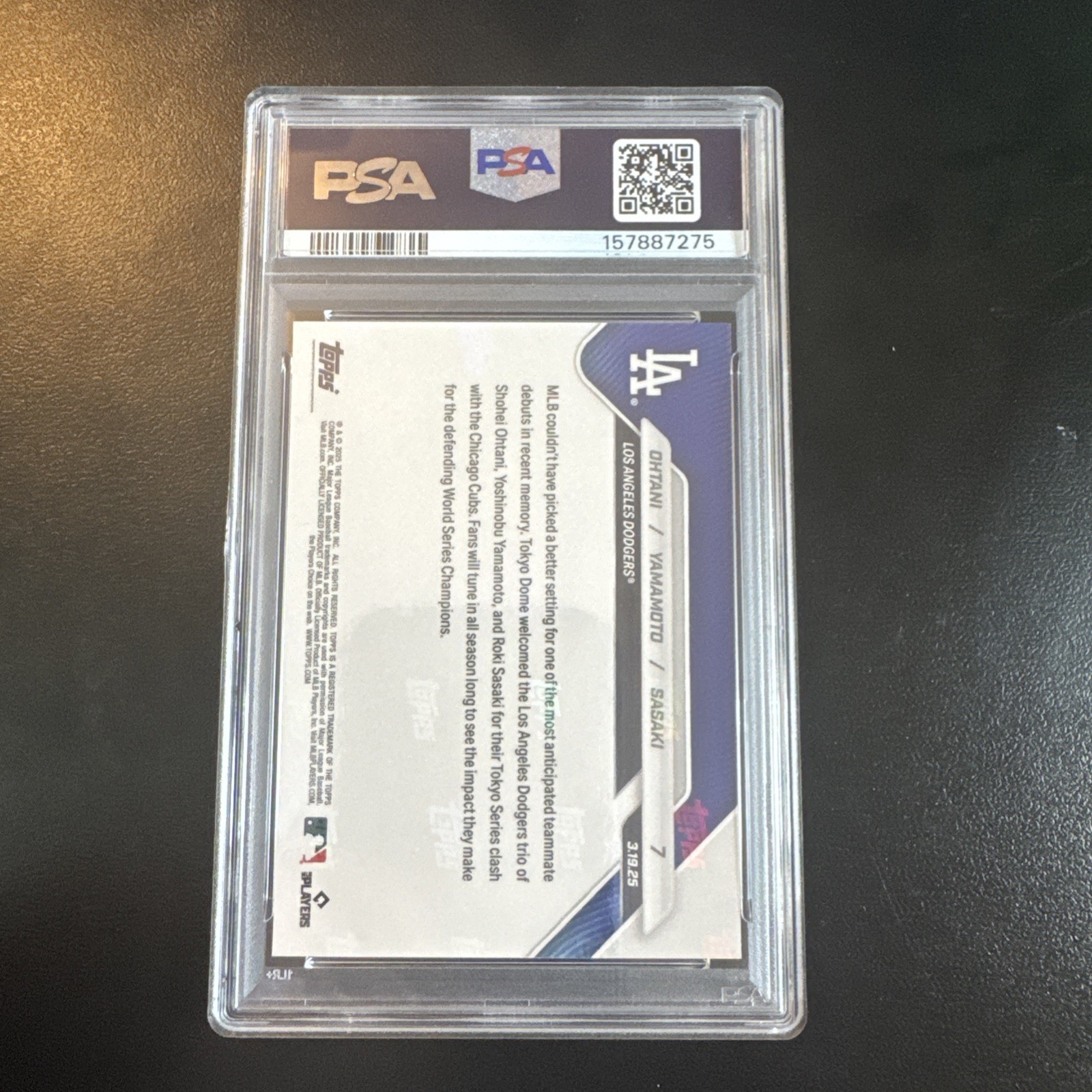 2025 Topps Now – Tokyo Series Shohei Ohtani, Yamamoto, Sasaki #7 PSA 10