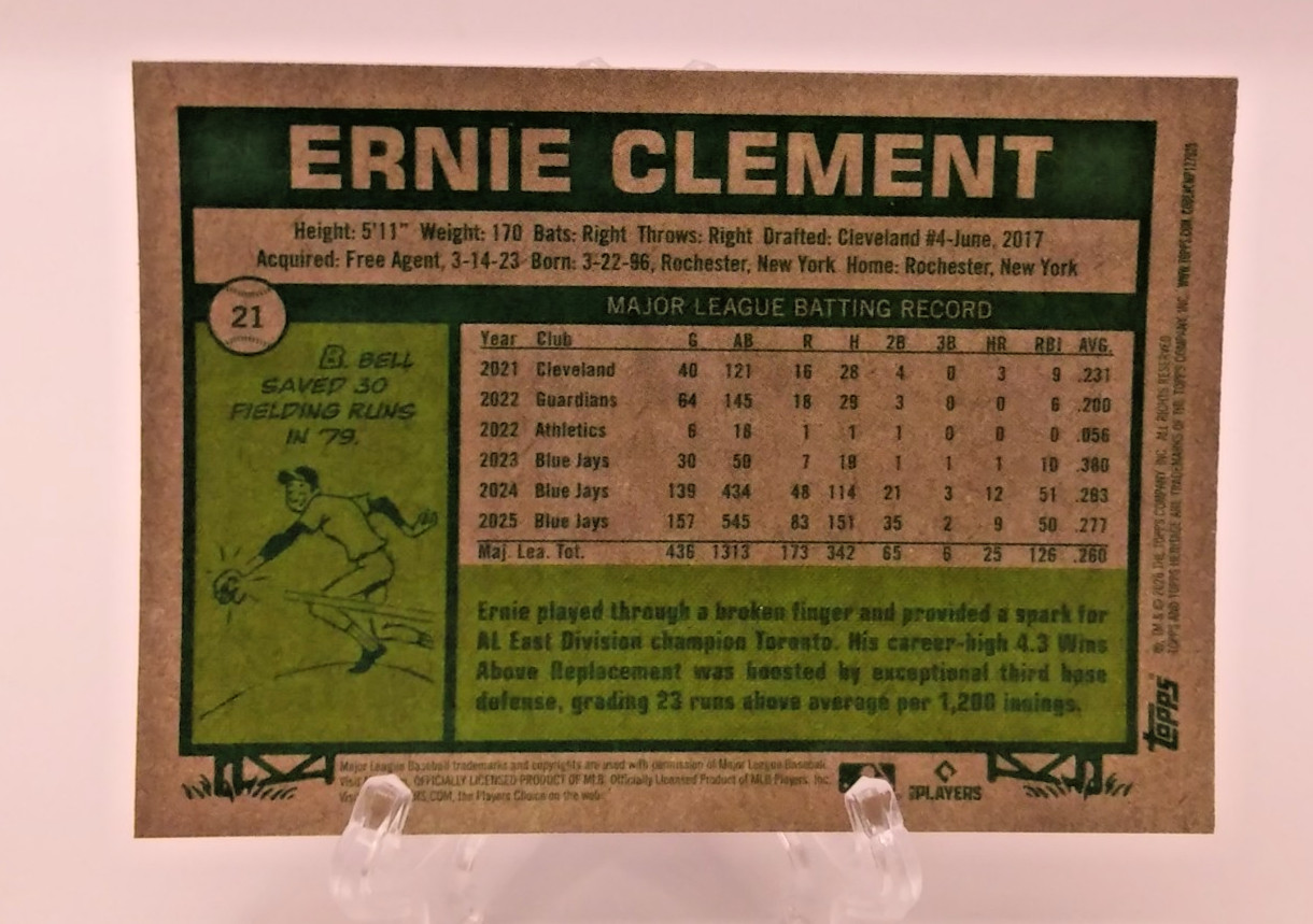 2026 Topps Heritage Sparkle Ernie Clement #21 Blue Jays MLB