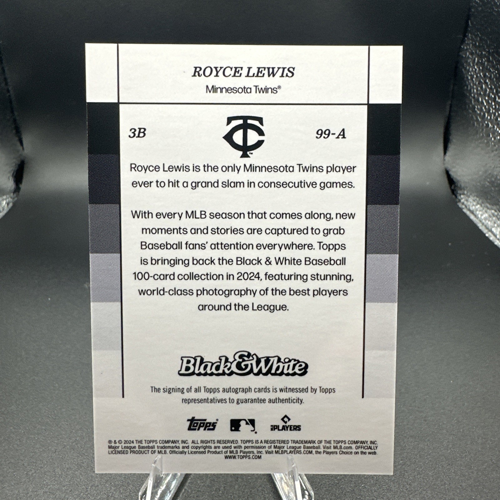 2024 Topps Black & White Royce Lewis Auto 99-A Red Tint #1 of 10 Minnesota Twins
