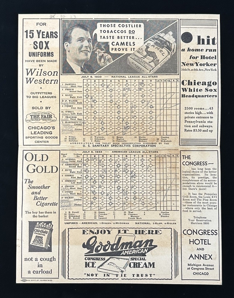 July 6 1933 MLB Baseball 1st All-Star Game Program @ Comiskey Park – RARE!
