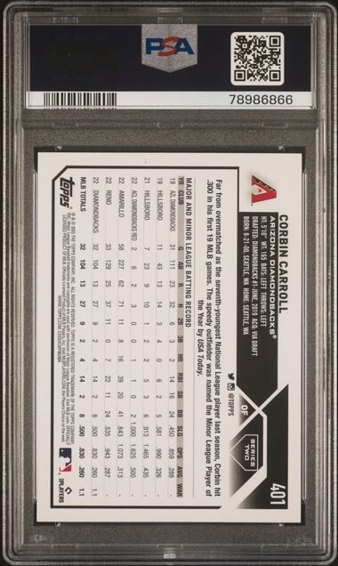 2023 Topps Series 2 Corbin Carroll RC #401 PSA 10 DIAMONDBACKS (201)
