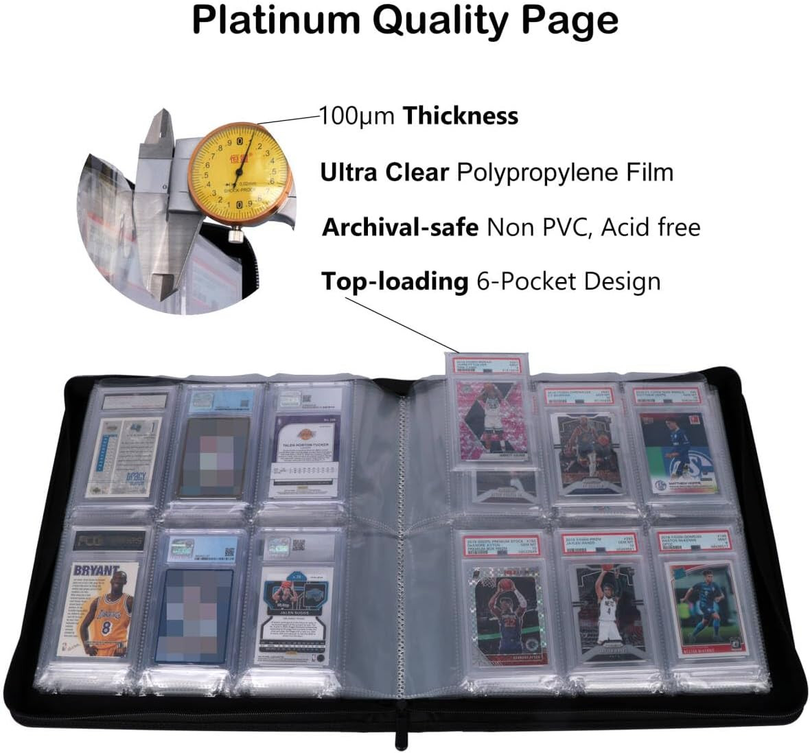 Slab Binder, Holds 72 Slabs, 6-Pocket Graded Card Binder for CGC, CSG, FGS
