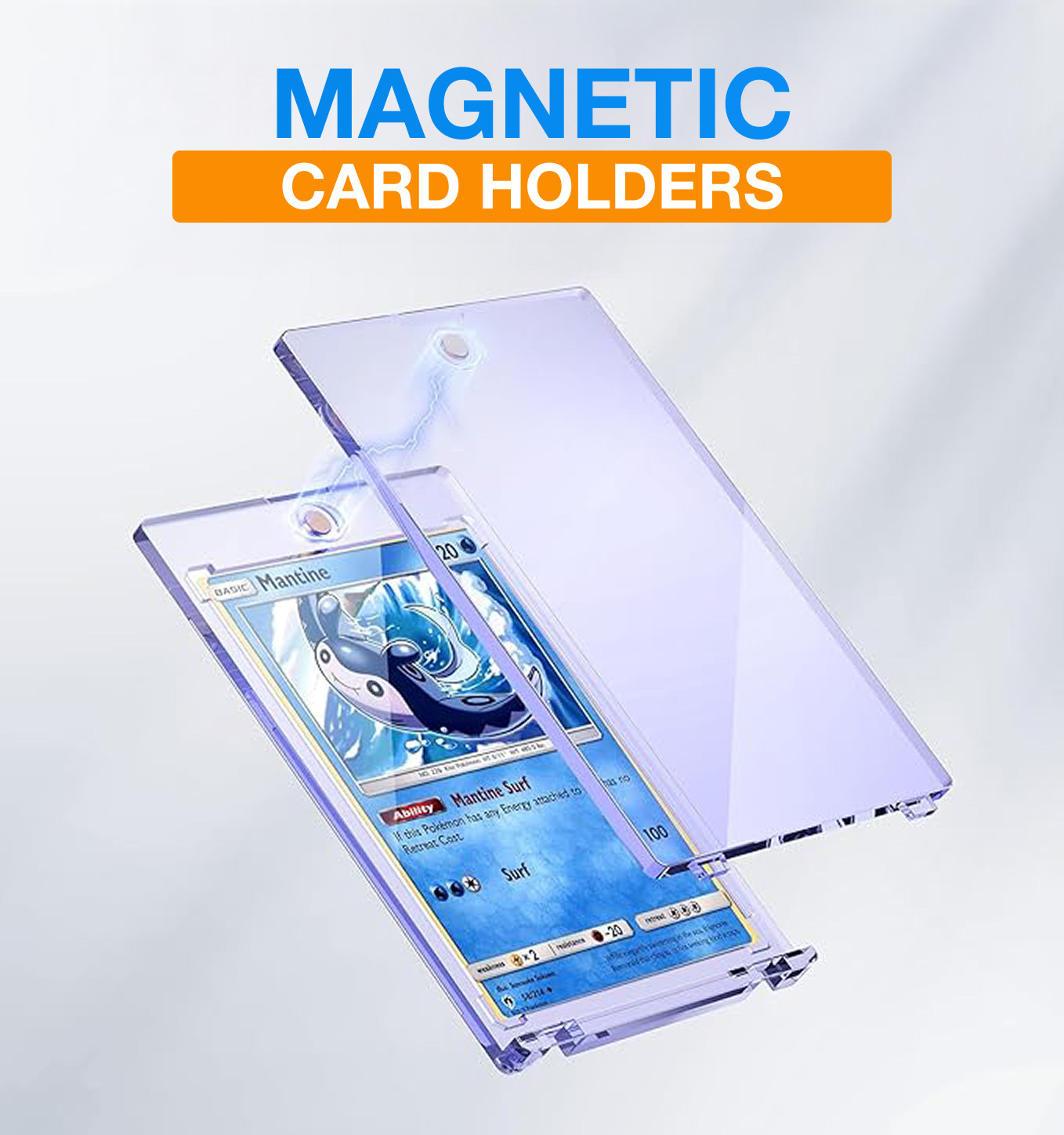 100 Pack Magnetic Trading Sports Card Holders 130pt One-Touch Hard UV Protection