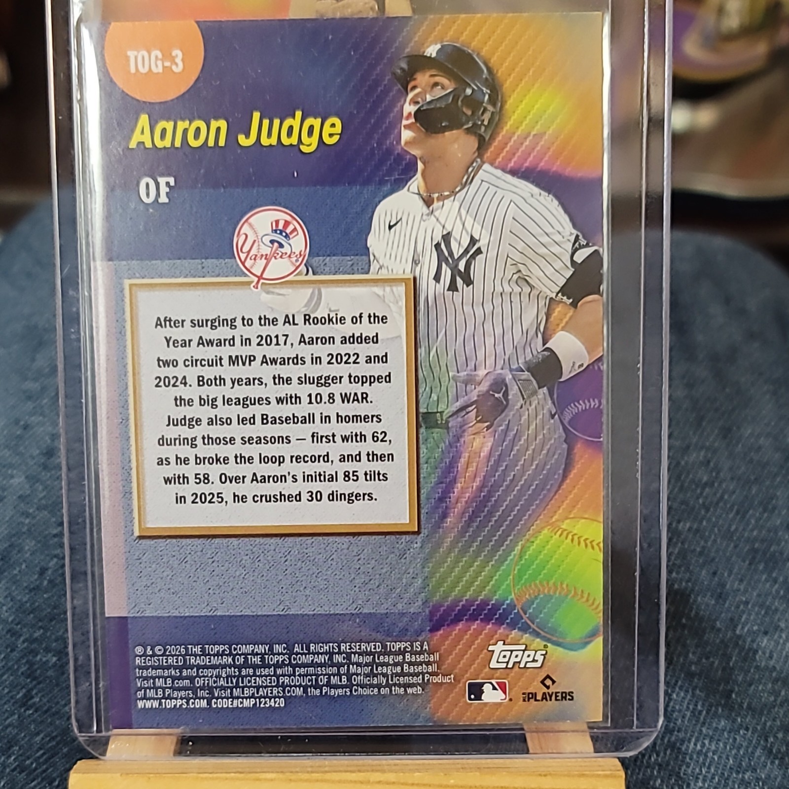 Topps 2026 Series 1 Titans of the Game Aaron Judge Yankees Baseball TOG-3