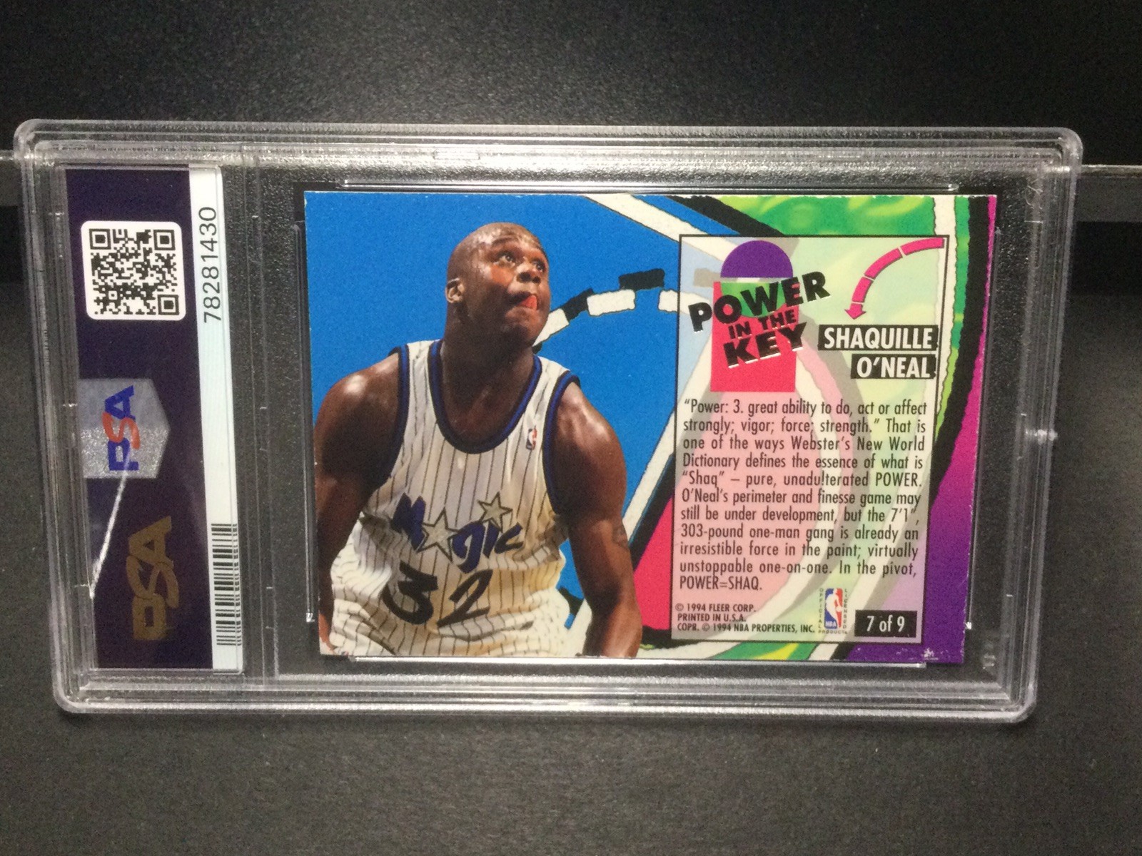 1993 Fleer Ultra #7 Power In The Key Shaquille O’Neal Basketball Card PSA 5 EX