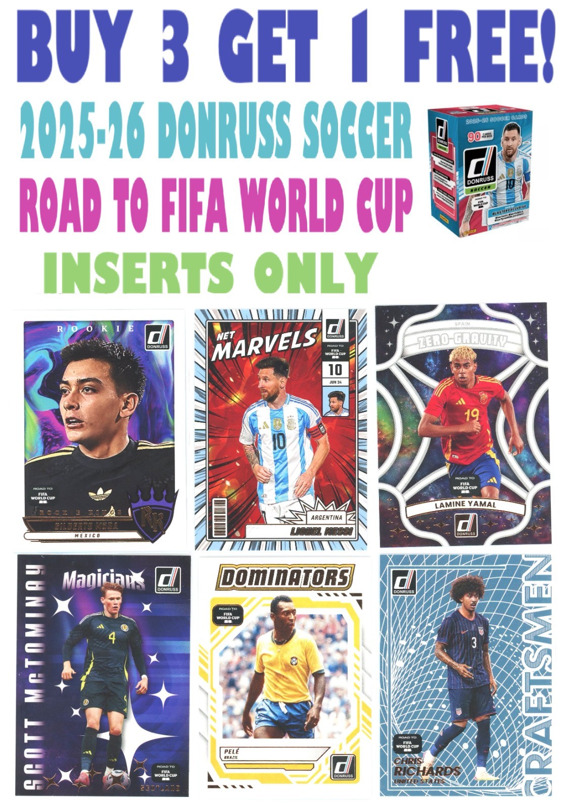 2025-26 Donruss Soccer Road to FIFA World Cup INSERTS (BUY 3 GET 1) You Pick