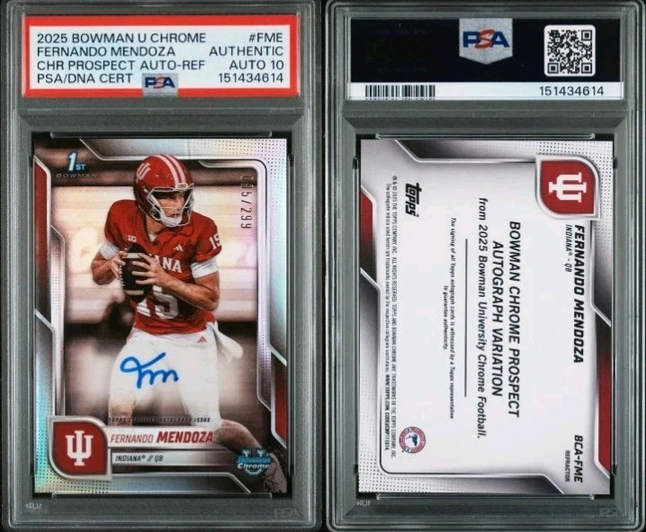 💥25 Bowman U Chrome 1st Fernando Mendoza /299 PSA 10 Auto 🚨CHASE PACK READ👇