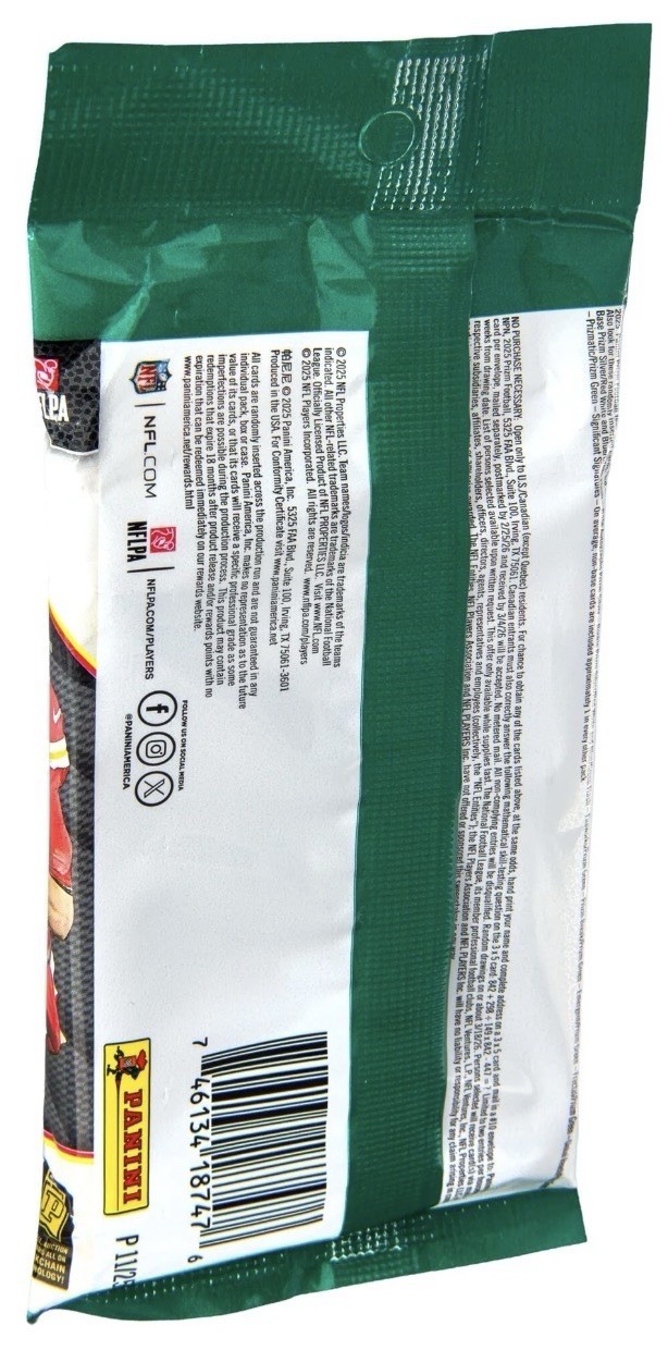 2025 Panini Prizm NFL Football 15 Card Value Pack (1) ONE Pack Fat Pack