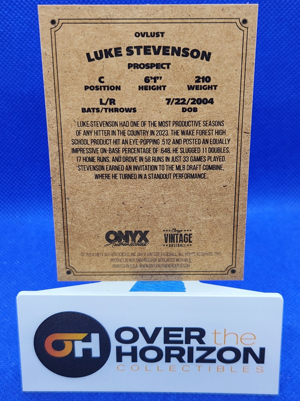 2024 Onyx Vintage RC Luke Stevenson #OVLUST! North Carolina Tar Heels! Rookie!