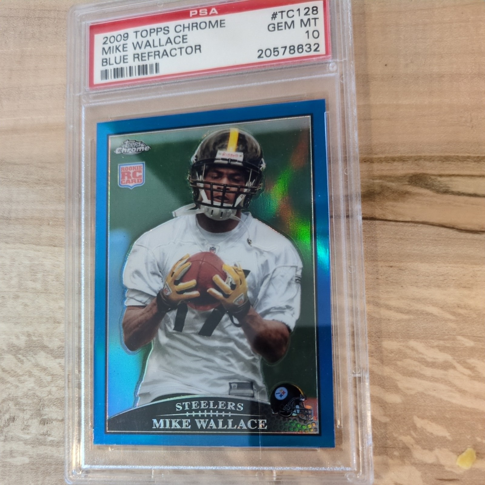 2009 Topps Chrome – Mike Wallace #TC128 Blue Refractor (RC)- PSA GEM MT 10 pop 5