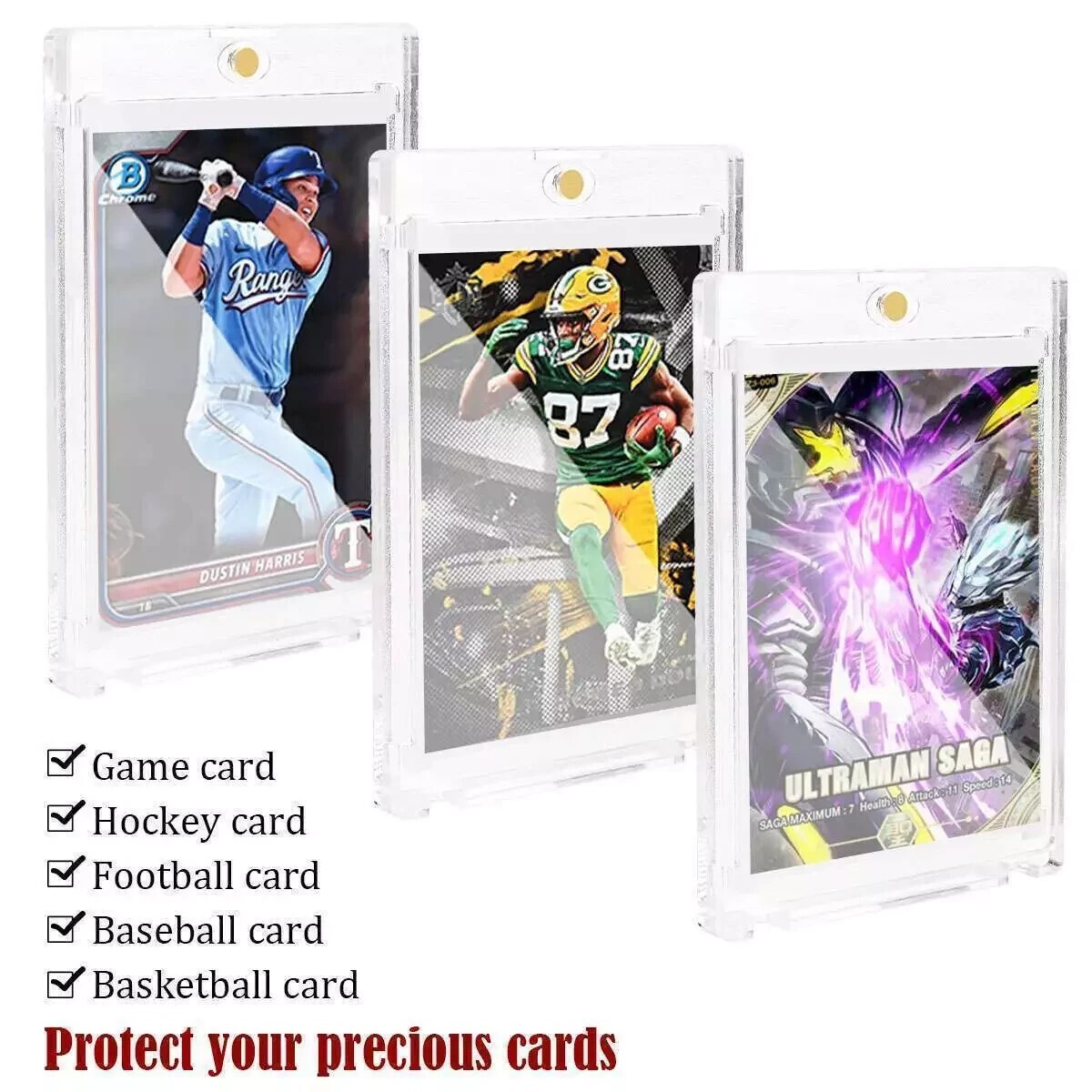5-100 PCS Magnetic Trading Sports Card Holders 75pt One-Touch Hard UV Protection