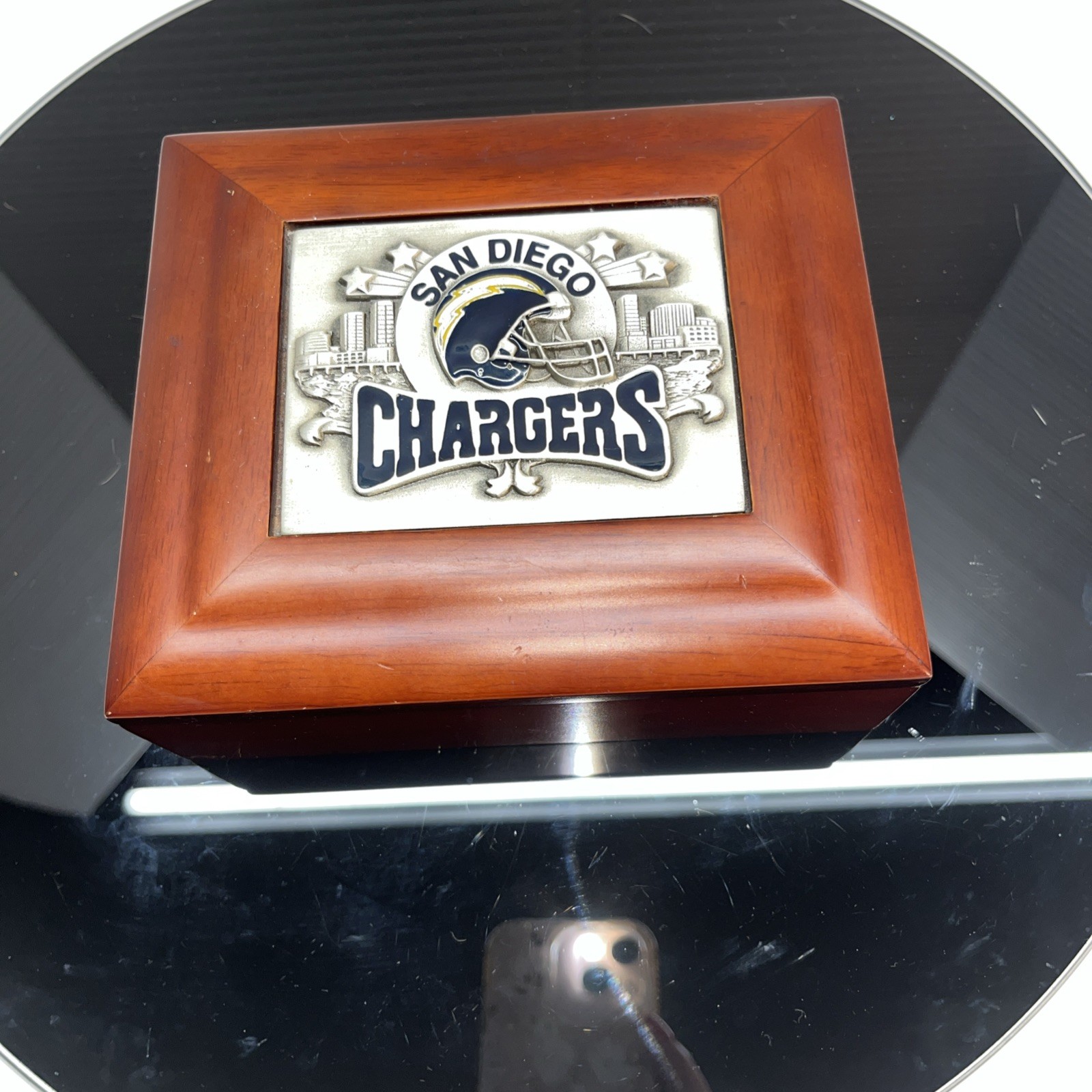 🚨🔥Vintage Wood San Diego Los Angeles Chargers Jewelry Watch Ring Box Nice