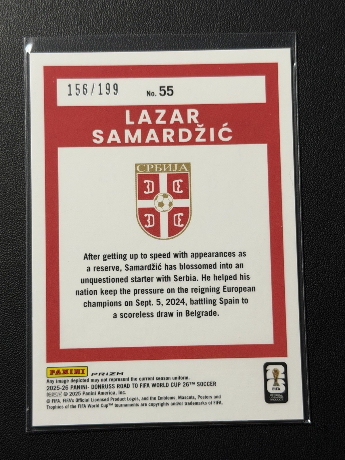 2025-26 Donruss Optic Lazar Samardzic Orange Velocity Prizm / 199 Serbia