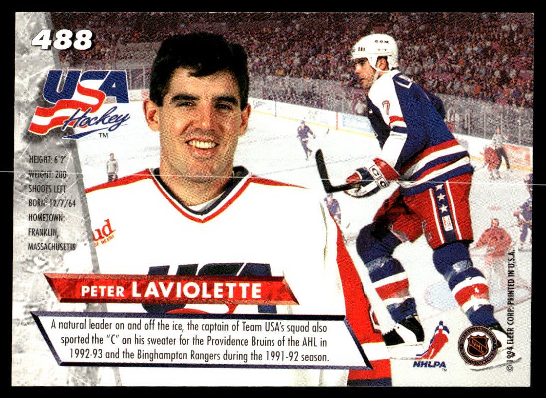 1993-94 Ultra #488 Peter Laviolette USA Rookie Hockey Card