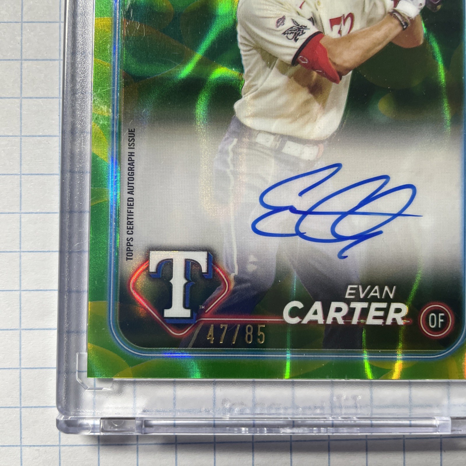 Evan Carter 47/50 AUTO 🔥⚾️ 2024 Topps Chrome Green Yellow Lava Lamp RC ⚾️🔥