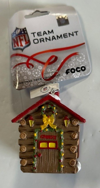 Kansas City Chiefs Log Cabin Christmas Holiday Ornament NEW