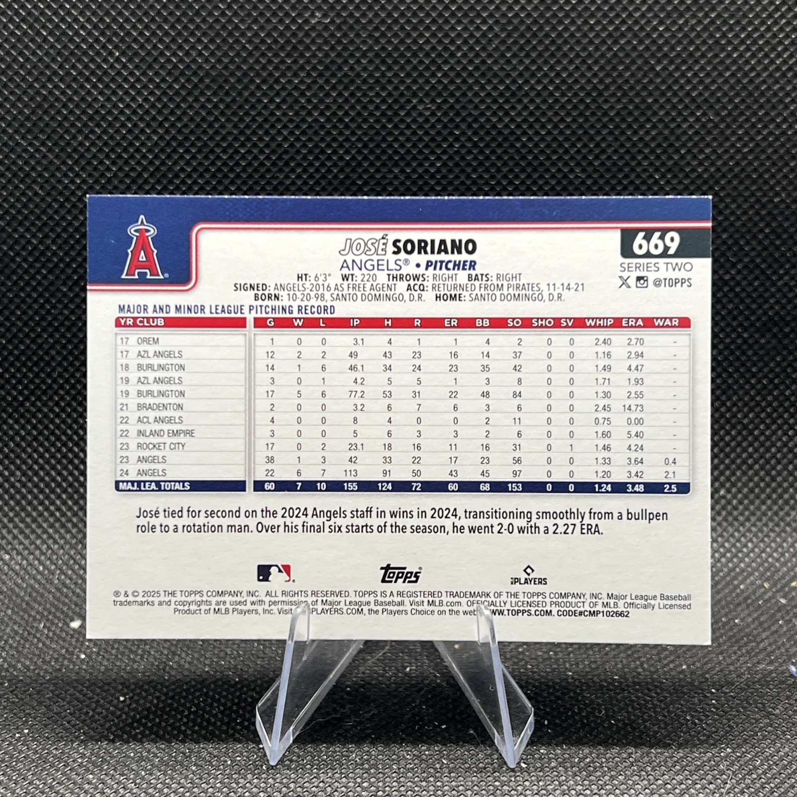 2025 Topps Series 2 – Jose Soriano Angels #669