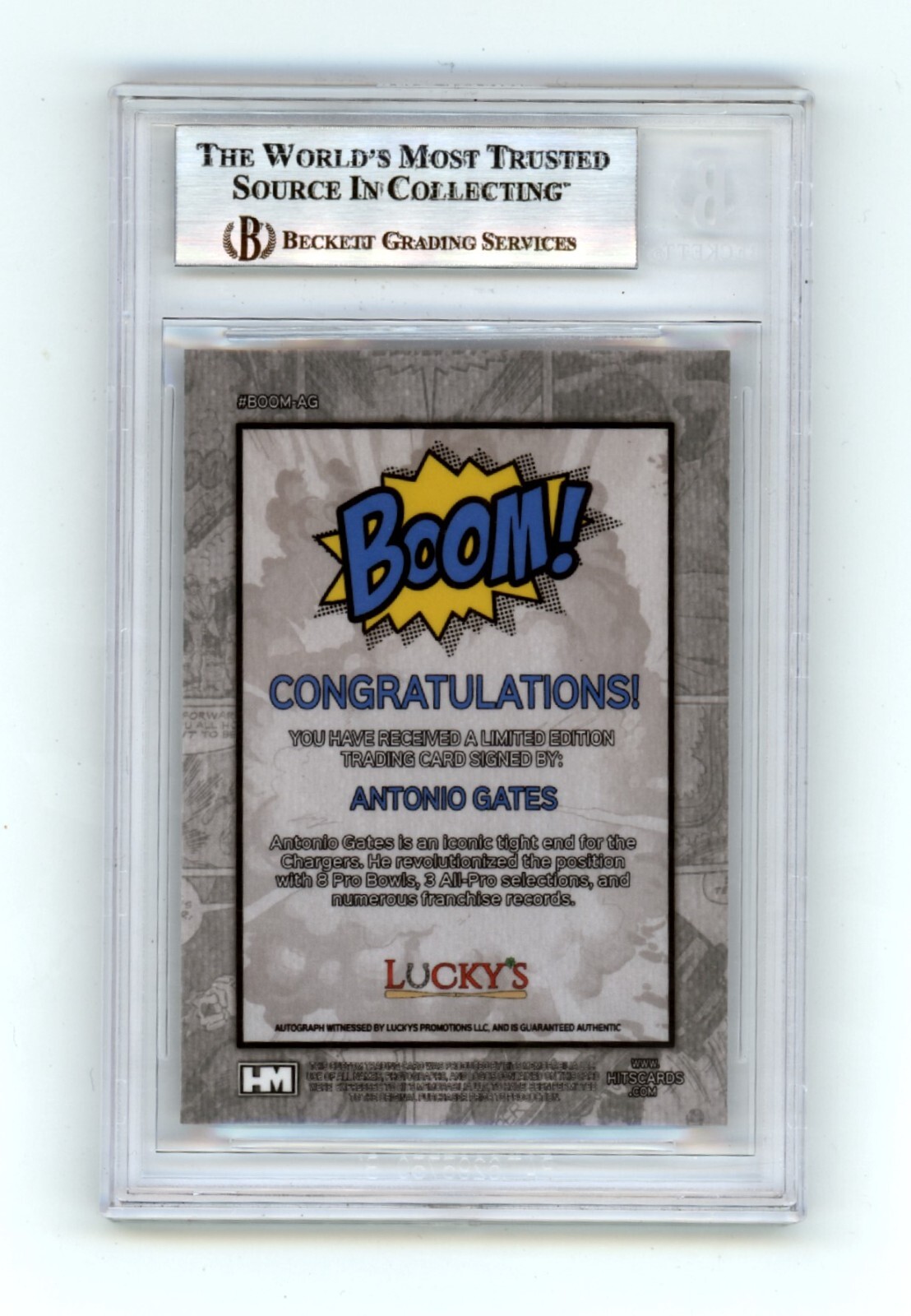 Antonio Gates 2024 Hits Memorabilia BOOM Silver Signed BGS BAS Auto Chargers
