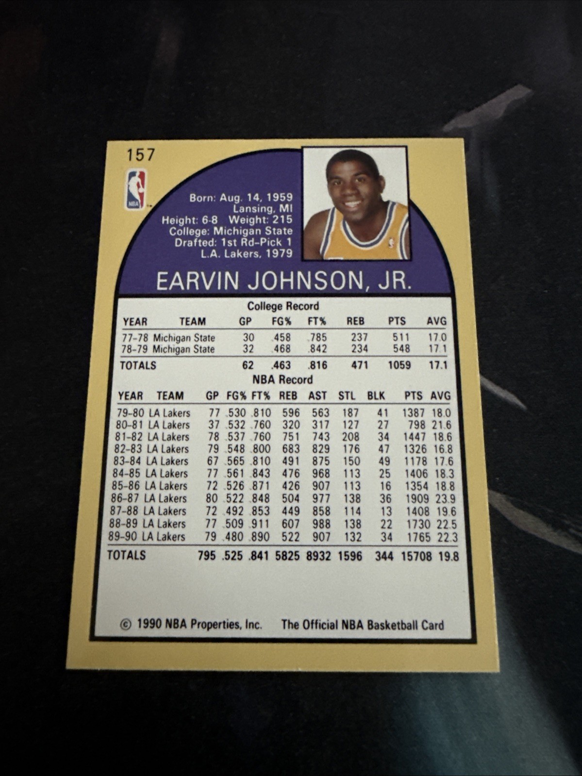 1990 Hoops #157 Magic Johnson Most Valuable Player