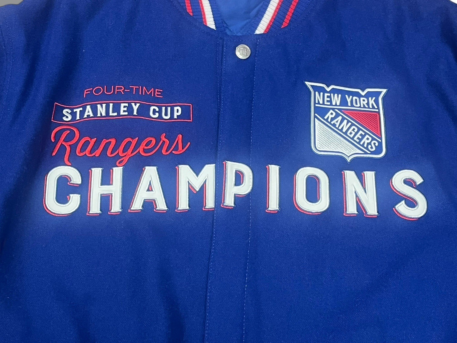 NHL New York Rangers JH Design Wool Reversible Jacket With Embroidered