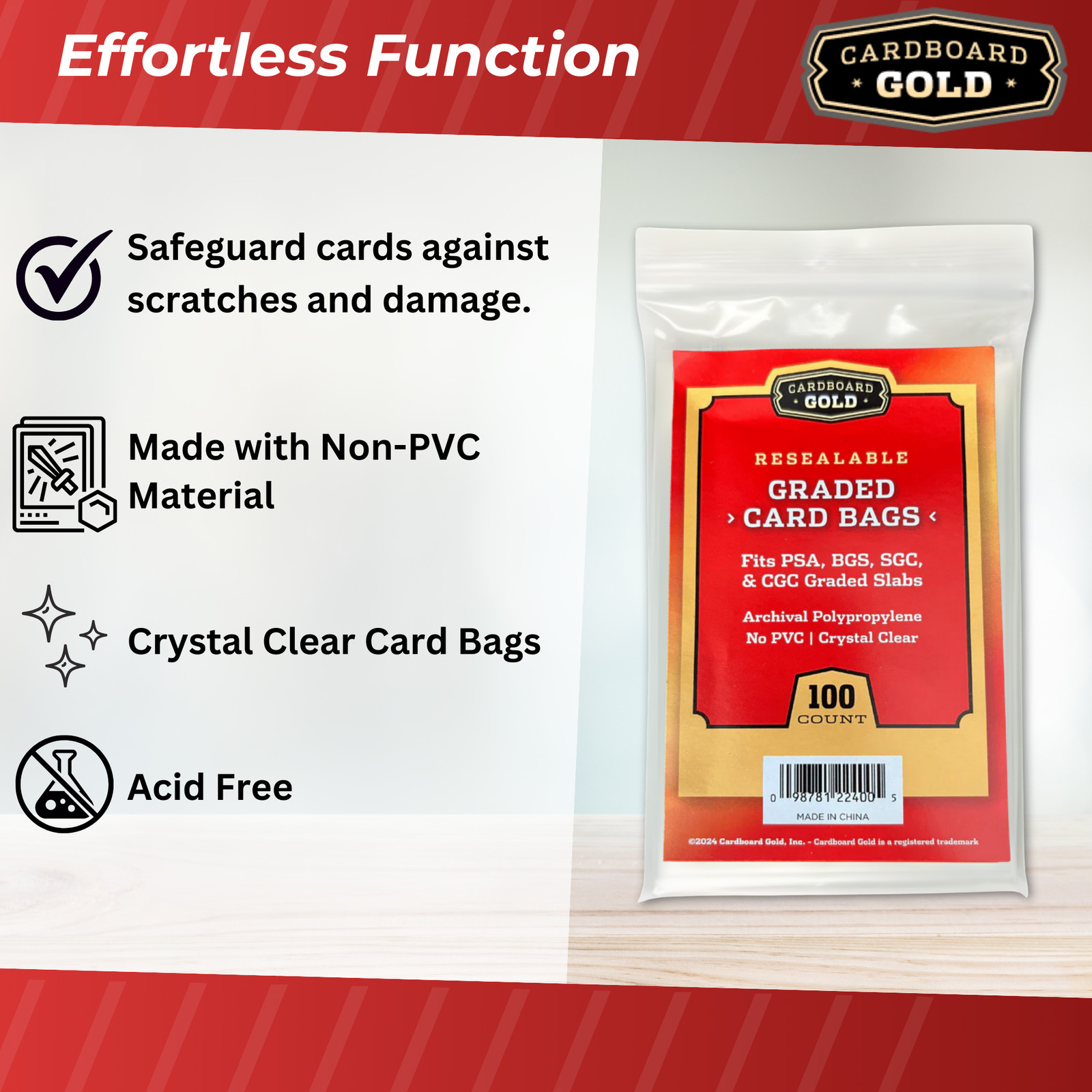 5000 50-Packs Ultra CBG Premium Pro Graded Card Bags Sleeves Clear Protectors