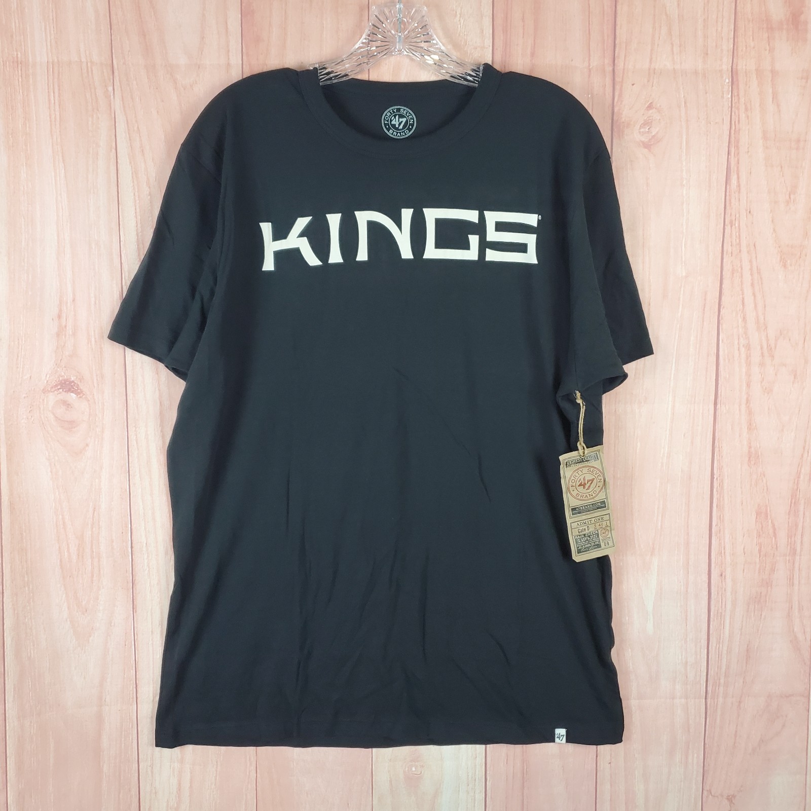 47 Brand Mens T-Shirt Sz Large Black Los Angeles Kings Short Sleeve Pullover