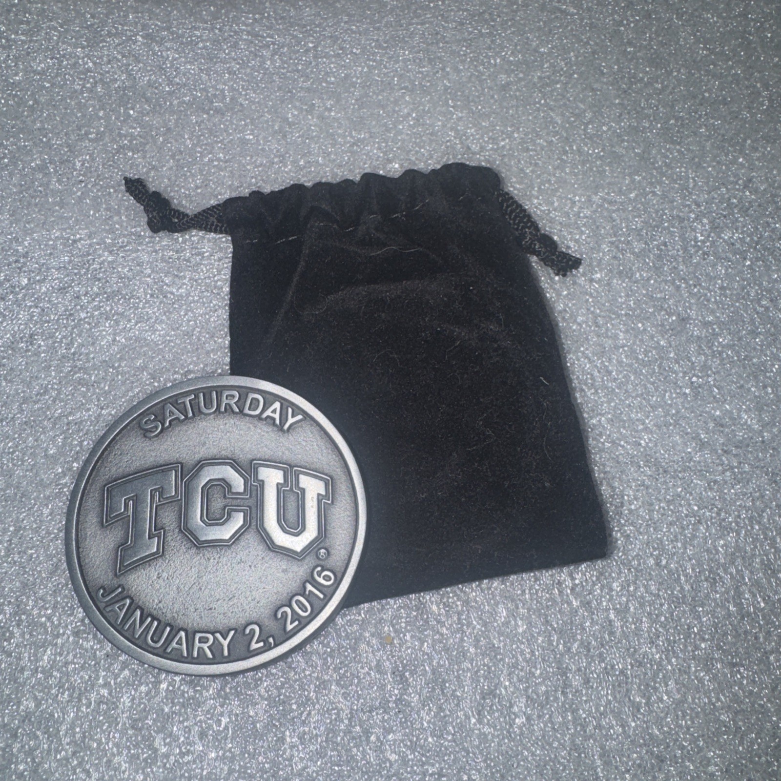 2016 VALERO ALAMO BOWL Game Coin TCU vs. Oregon Heavy Metal Velvet Pouch