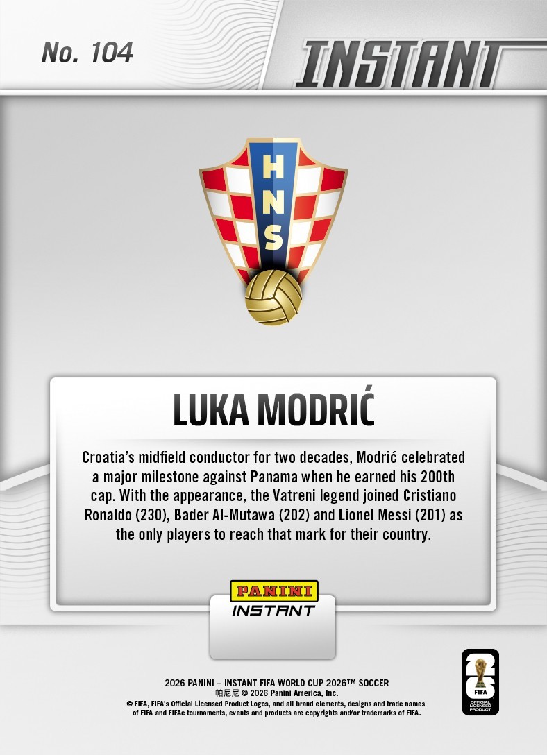Luka Modric 2026 Panini Instant FIFA World Cup #104 Croatia Presale