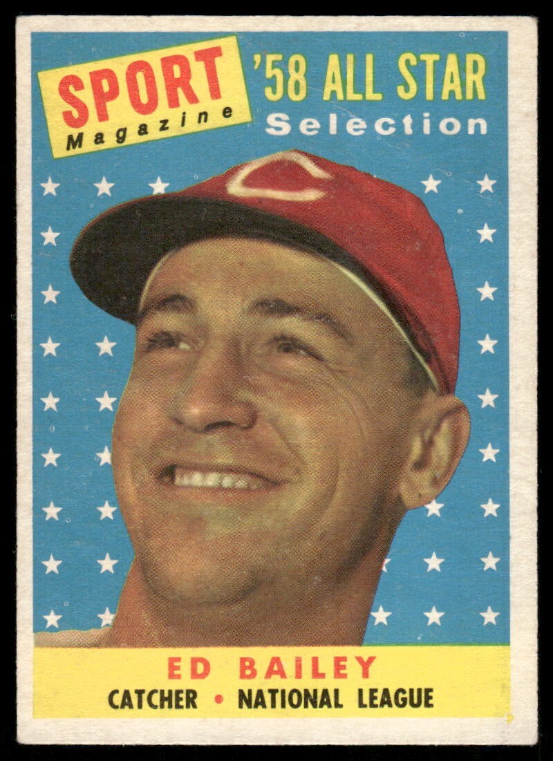 VG+/- ED BAILEY 1958 TOPPS #490 ALL-STAR CREASED TOP RIGHT VINTAGE *TPHLC-7394