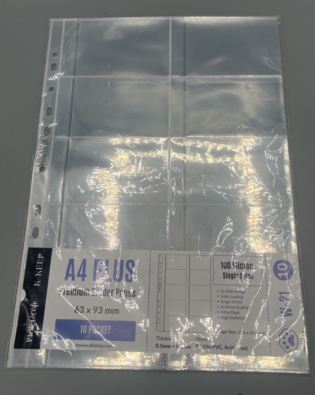 MEOWCAFE A4 PLUS Binder Pages 10 & Pockets pr page Single Sided Acid Free K-Keep